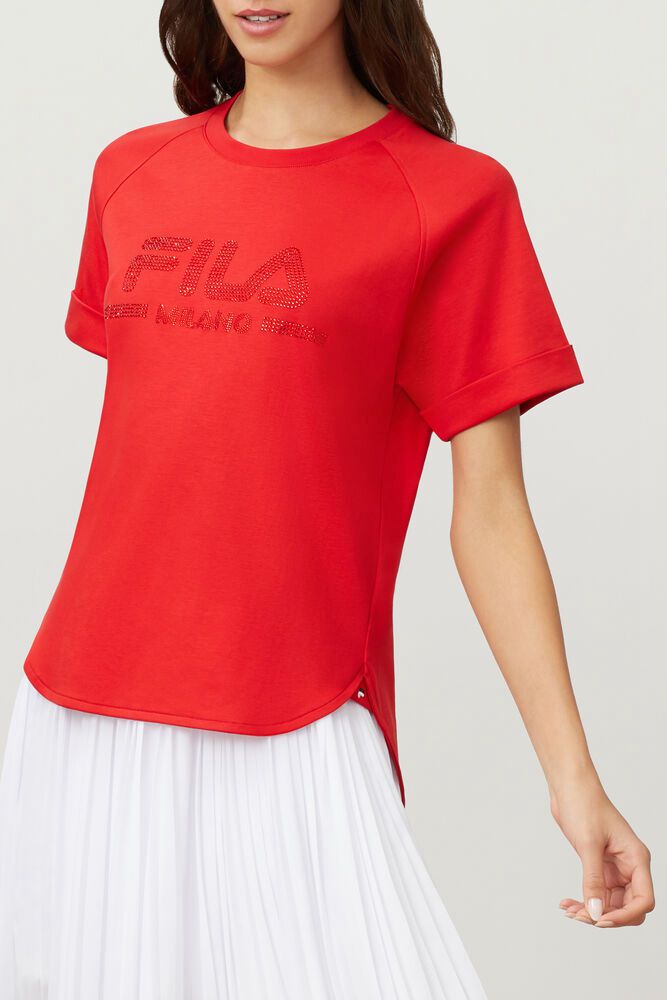 Fila Milano Cotton T-Shirt Red - Womens - 98364JAOY